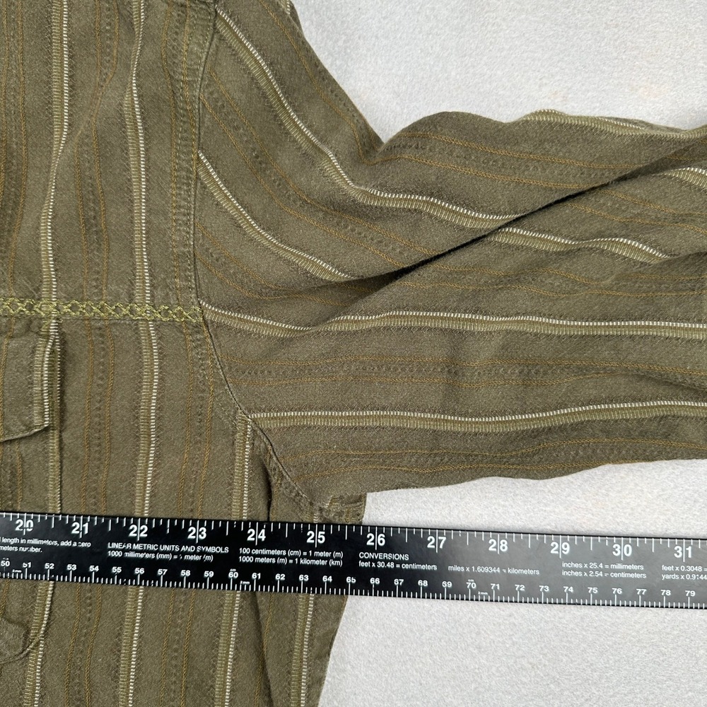 REI Mens Button‎ Down Shirt XXL Olive Green Striped Long Sleeve Cotton - Picture 12 of 14